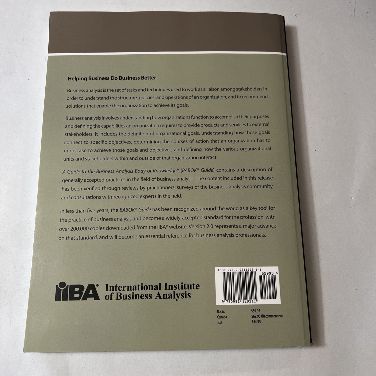 A Guide to the Business Analysis Body of Knowledge BABOK Guide IIBA 2009