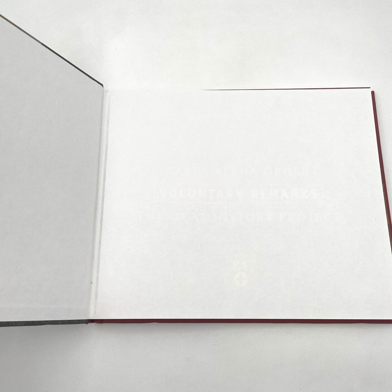 Kappa Alpha Order Oral History Project Book Voluntary Remarks Fraternity HC