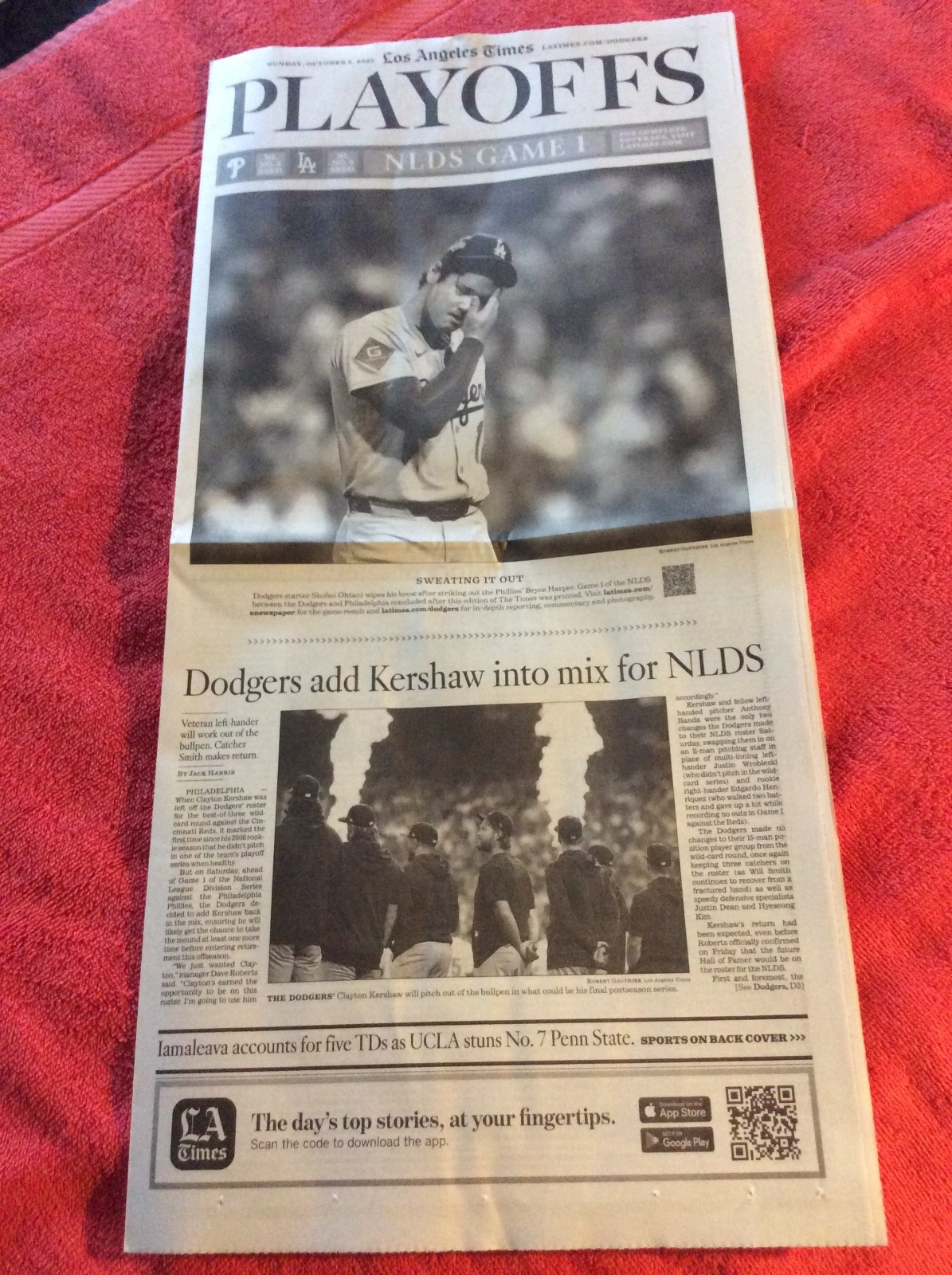 LA TIMES PLAYOFFS SECTION OCTOBER 5 2025 DODGERS SHOHEI OHTANI