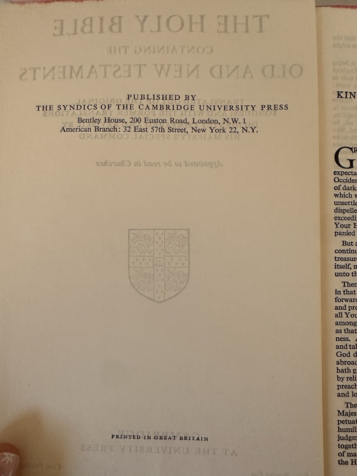 Holy Bible Cambridge Hardcover Vintage