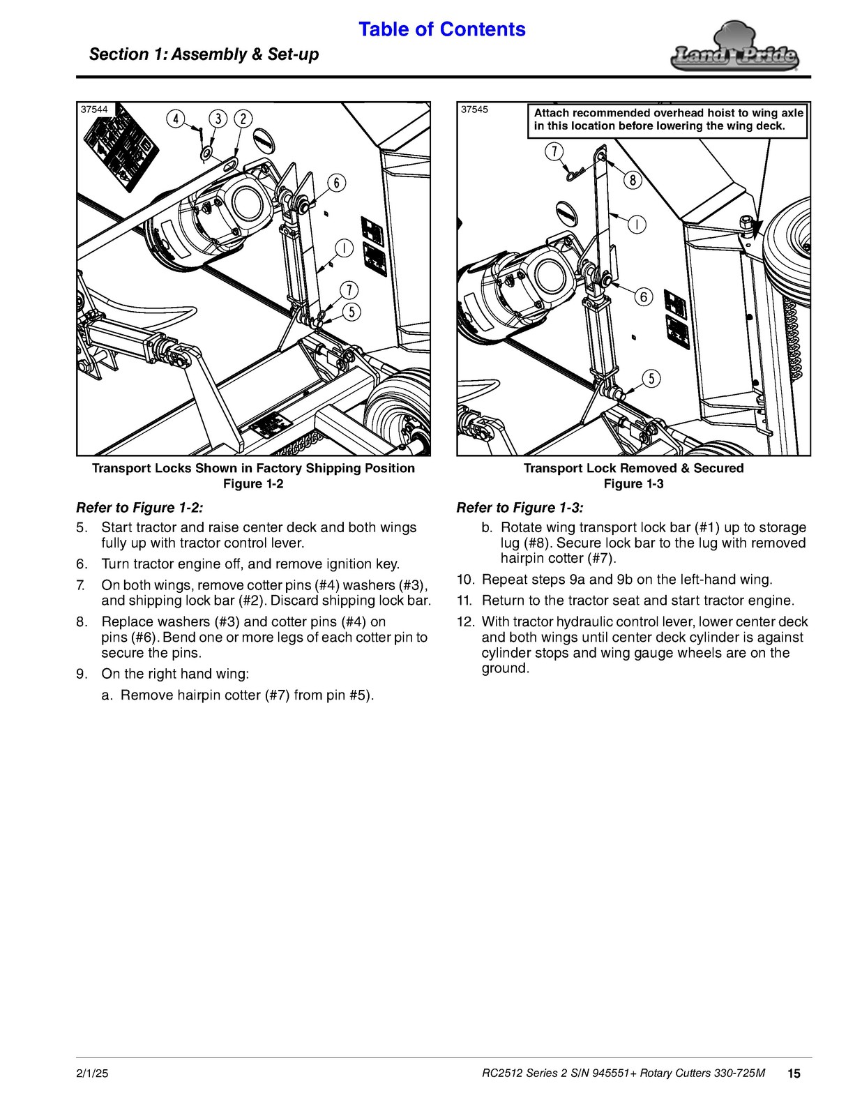 LAND PRIDE RC2512 Rotary Cutters Operators Manual – WIRE BOUND – TOUGH COVERS