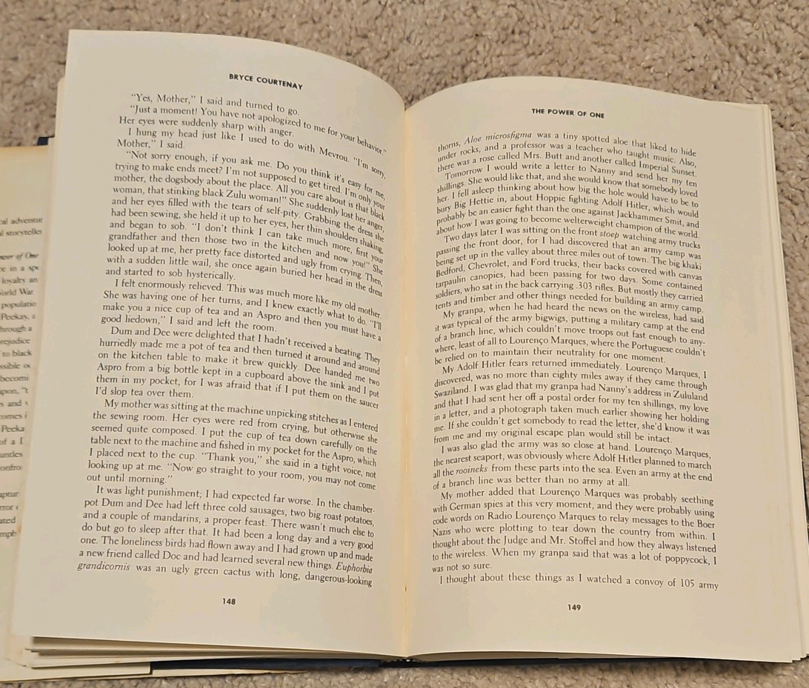 The Power of One by Bryce Courtenay (1989, Hardcover w/ Dust Jacket) BOMC Edtn.