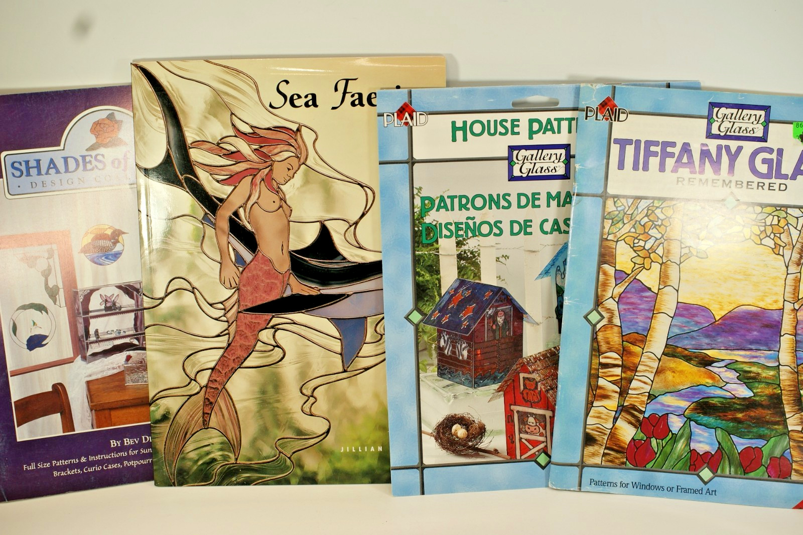 SP15 Lot of 4 Stained Glass Pattern Books, Sea Faeries, Houses, Panels, Etc. PB