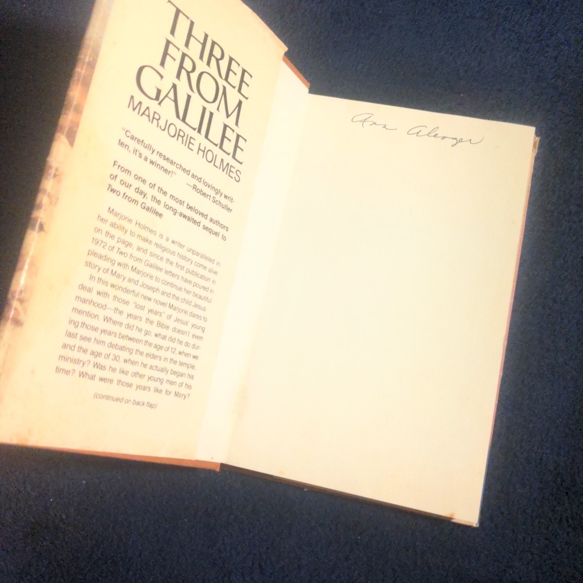 Three from Galilee by Marjorie Holmes 1985 First Edition Christian Fiction Vtg
