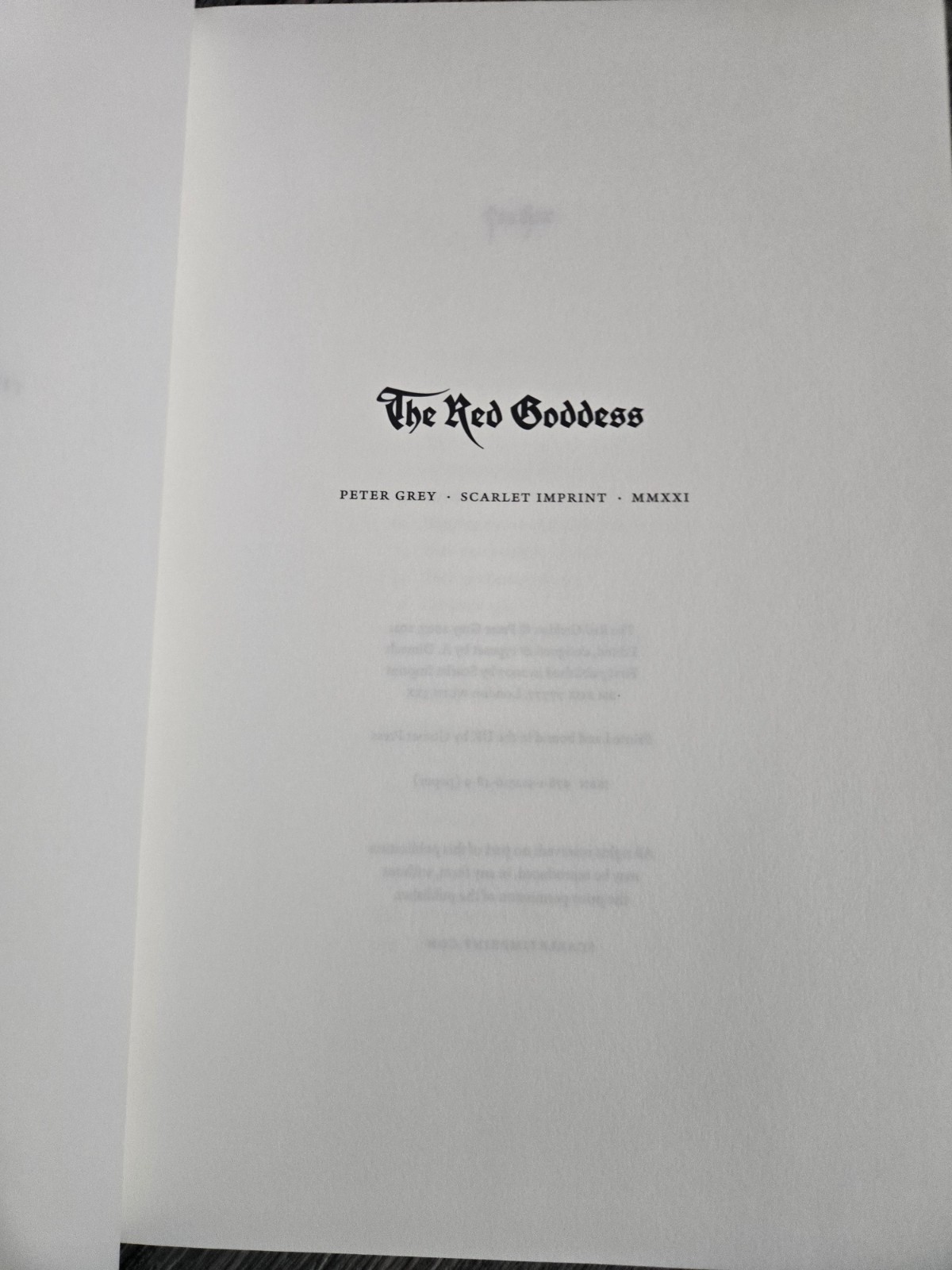 The Red Goddess – Peter Grey – Scarlet Imprint 2021 – Bibliothèque Rouge