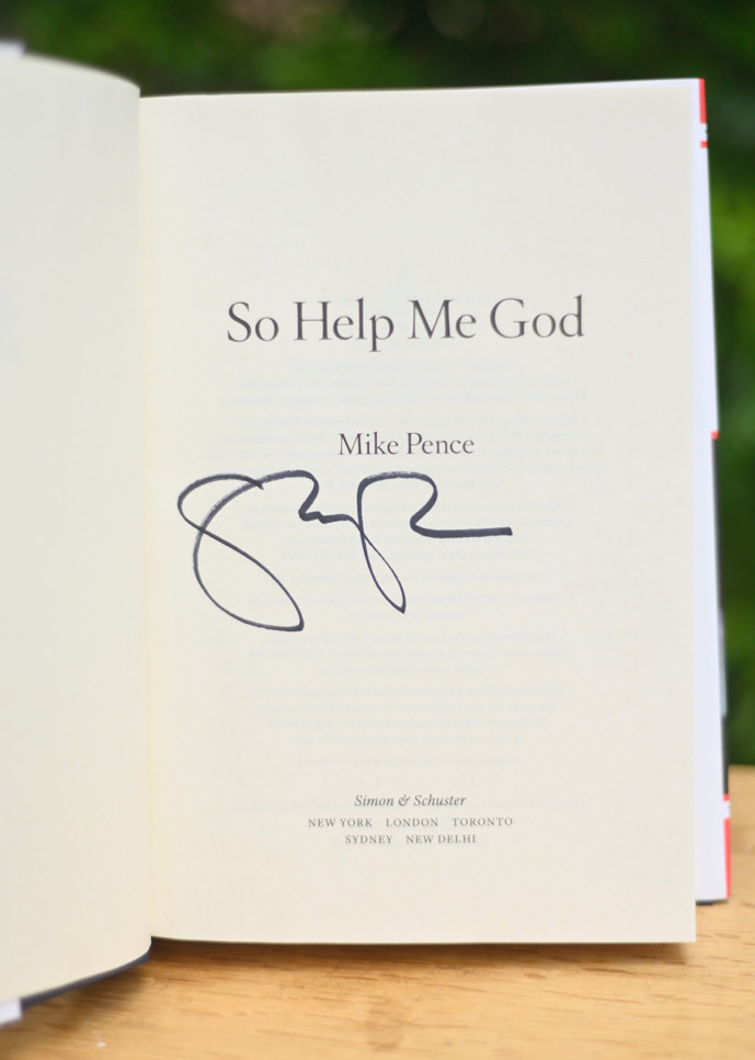 signed Mike Pence So Help Me God 2022 Gift Appropriate