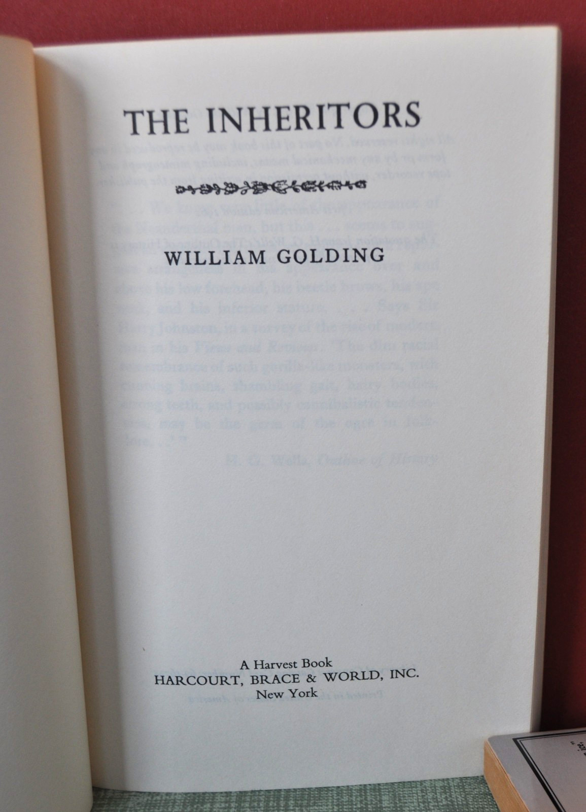 The Inheritors by William Golding, 1962 trade paperback, 1st American Ed.–v. g.