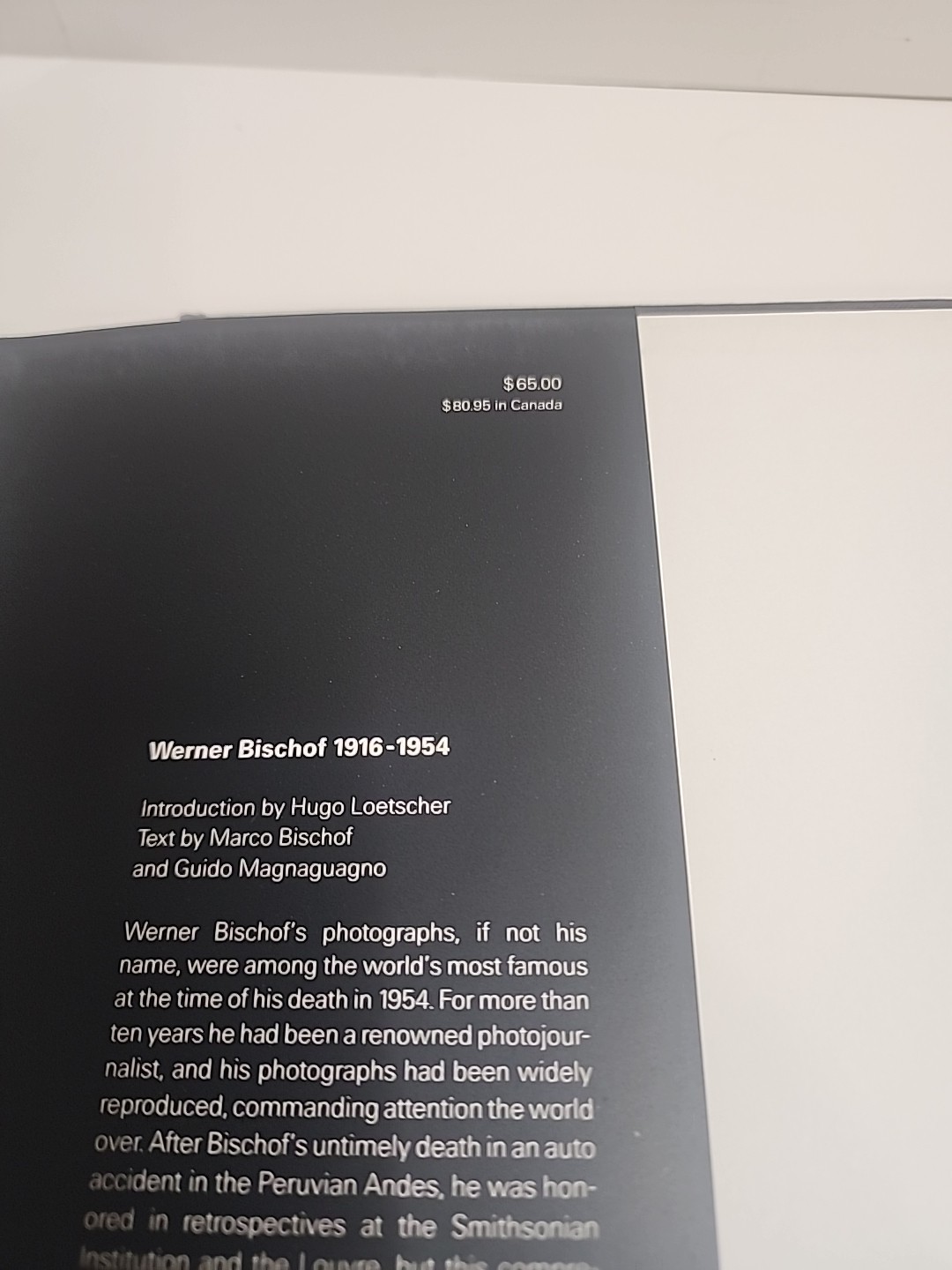 Werner Bischof, 1916-1954 by Hugo Loetscher & Guido Magnaguagno 1990 HC / DJ