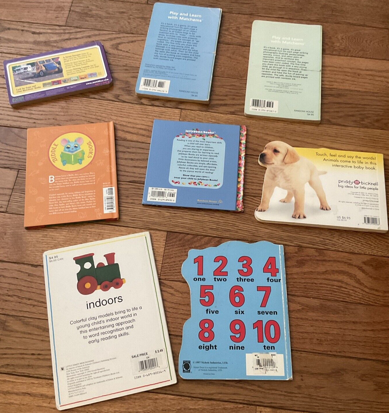 LOT of 8 Board Style Book Kids Toddler Baby Learning/ Numbers/ Dogs/ Big Small