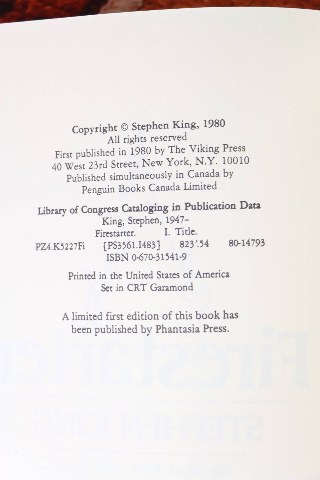 Fire-Starter Stephen King 1980 Viking Press