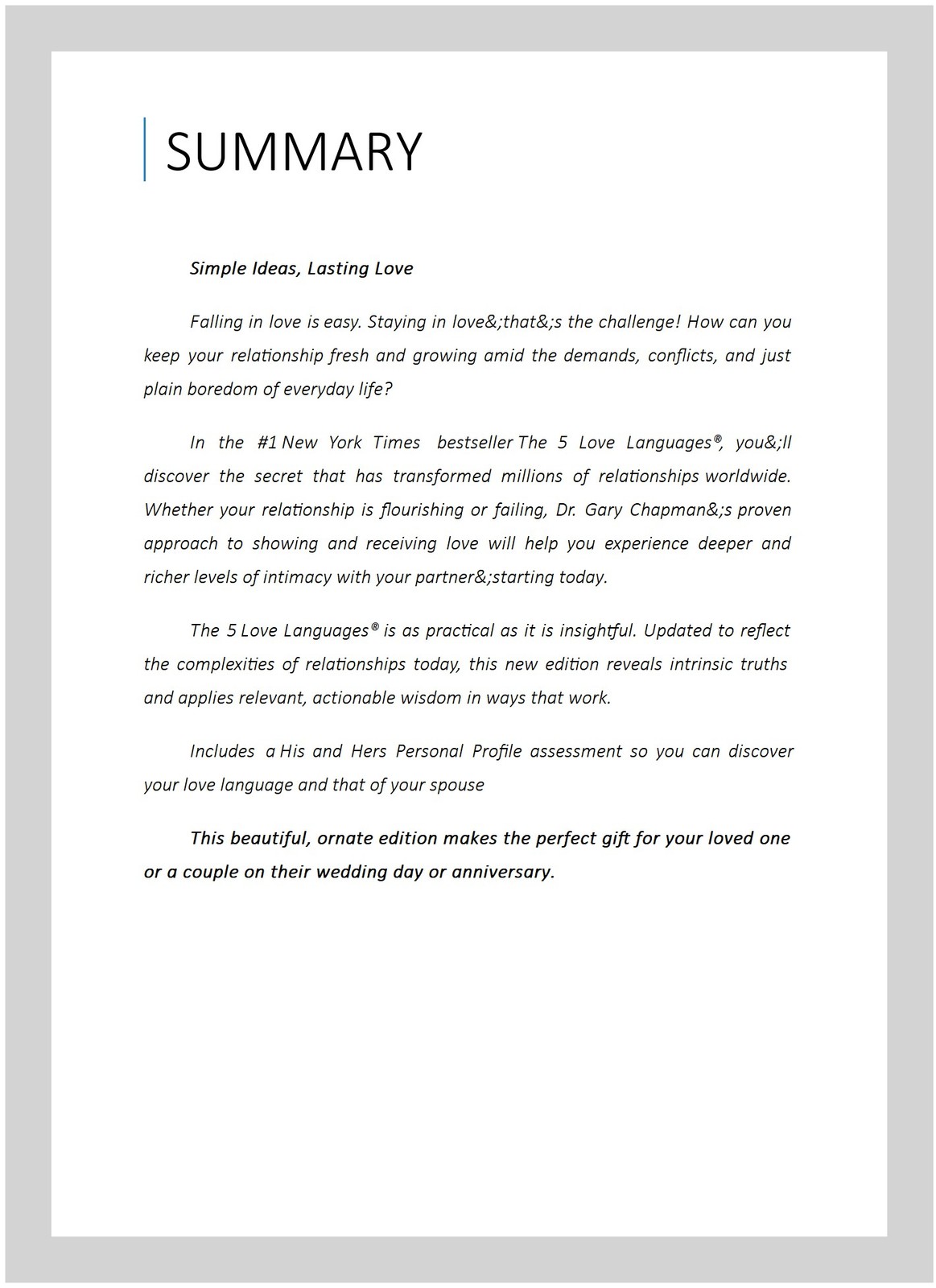 5 Love Languages : The Secret to Love That Lasts, Hardcover by Chapman, Gary,…