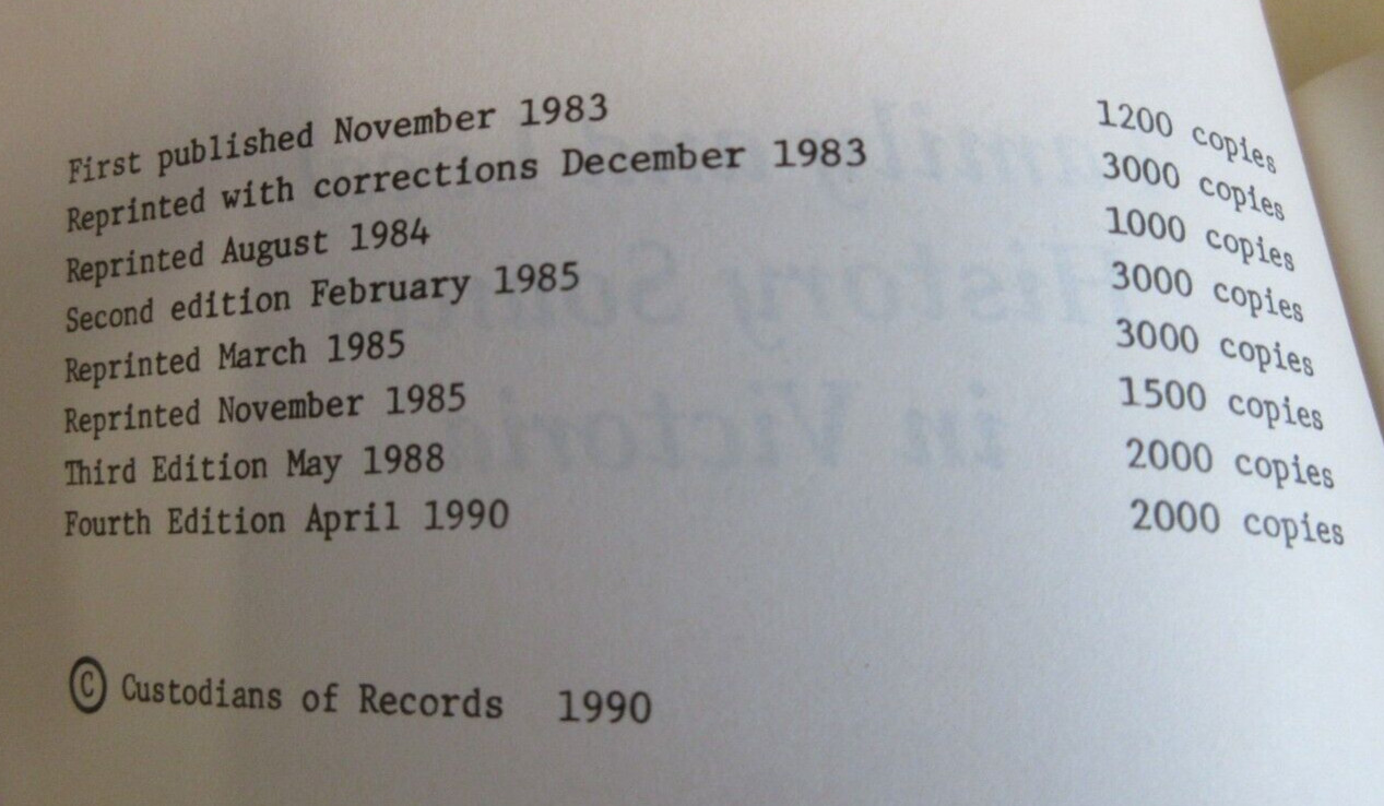 Family and Local History Sources in Victoria – Brown et al. – 106 Pages – 1990