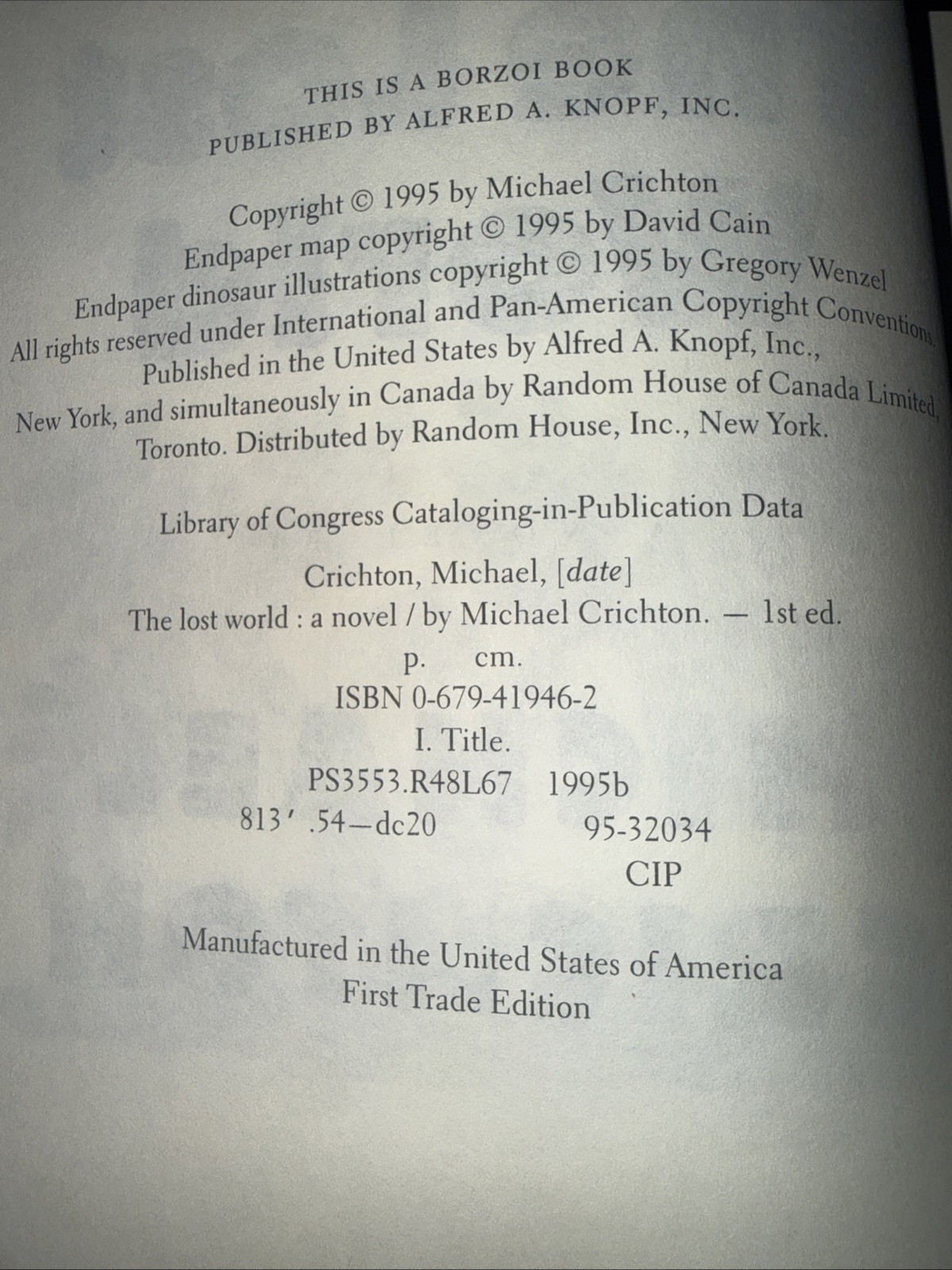 The Lost World Michael Crichton 1995 First Trade Edition Hardcover VG