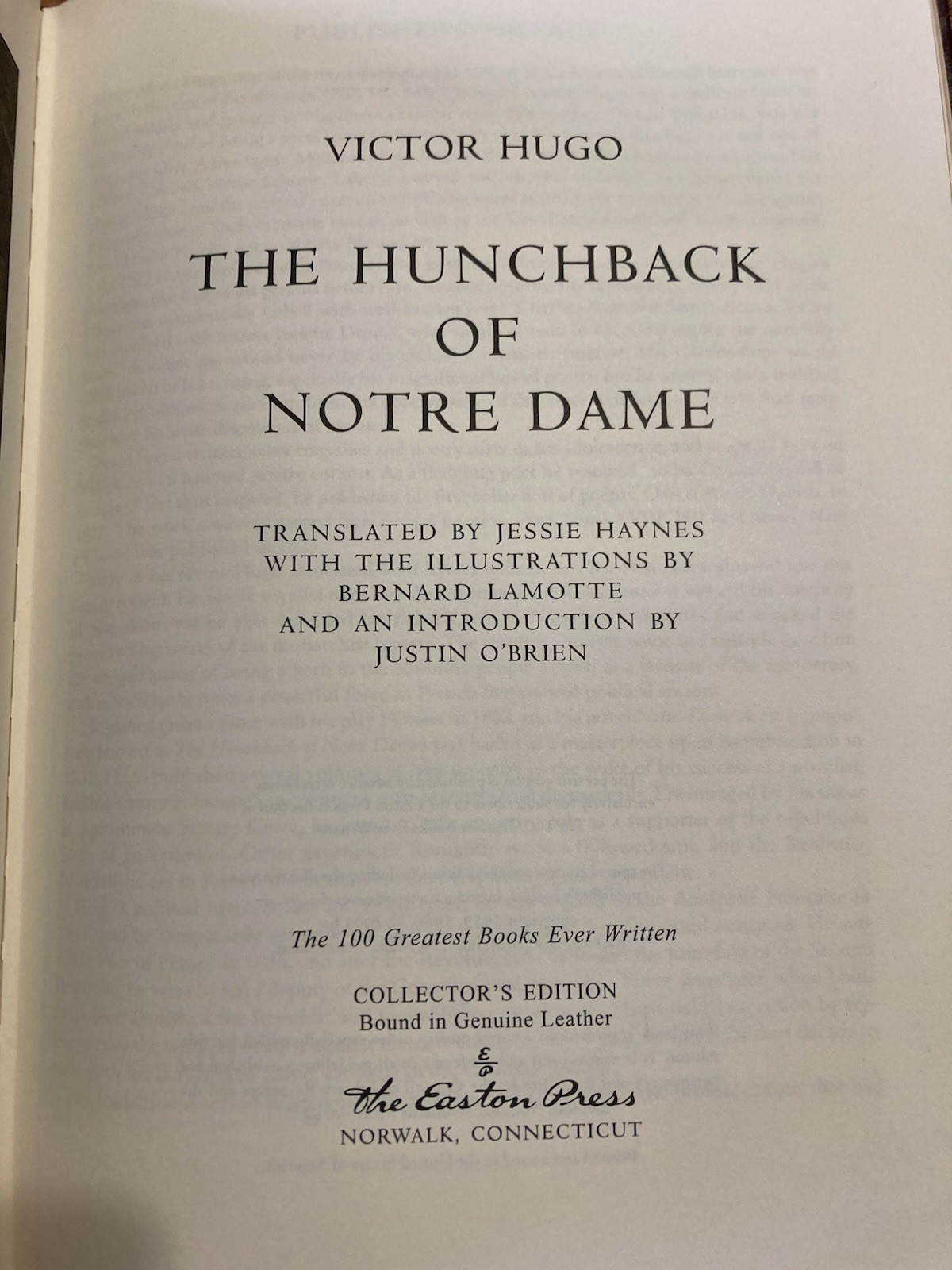 The Hunchback of Notre Dame Victor Hugo The Easton Press