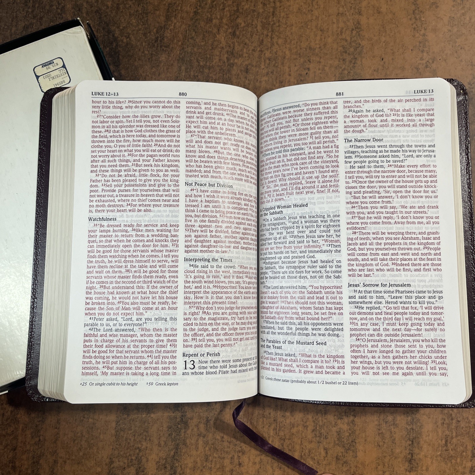 NIV 1984 Large Print Thinline Bible – Burgundy Bonded Leather OOP 84 USA Printed