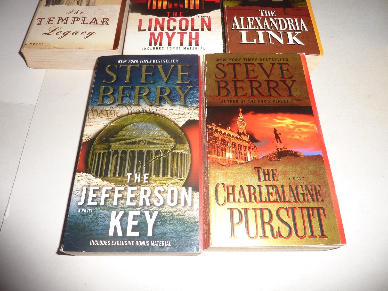 STEVE BERRY 5 PB Lot Thrillers Mystery Lincoln Myth Templar Legacy Jefferson Key