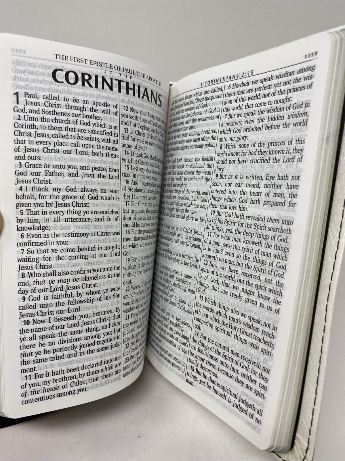 KJV Bible Compact Faux Leather White by Christian Art Gifts VG FREE SHIPPING!