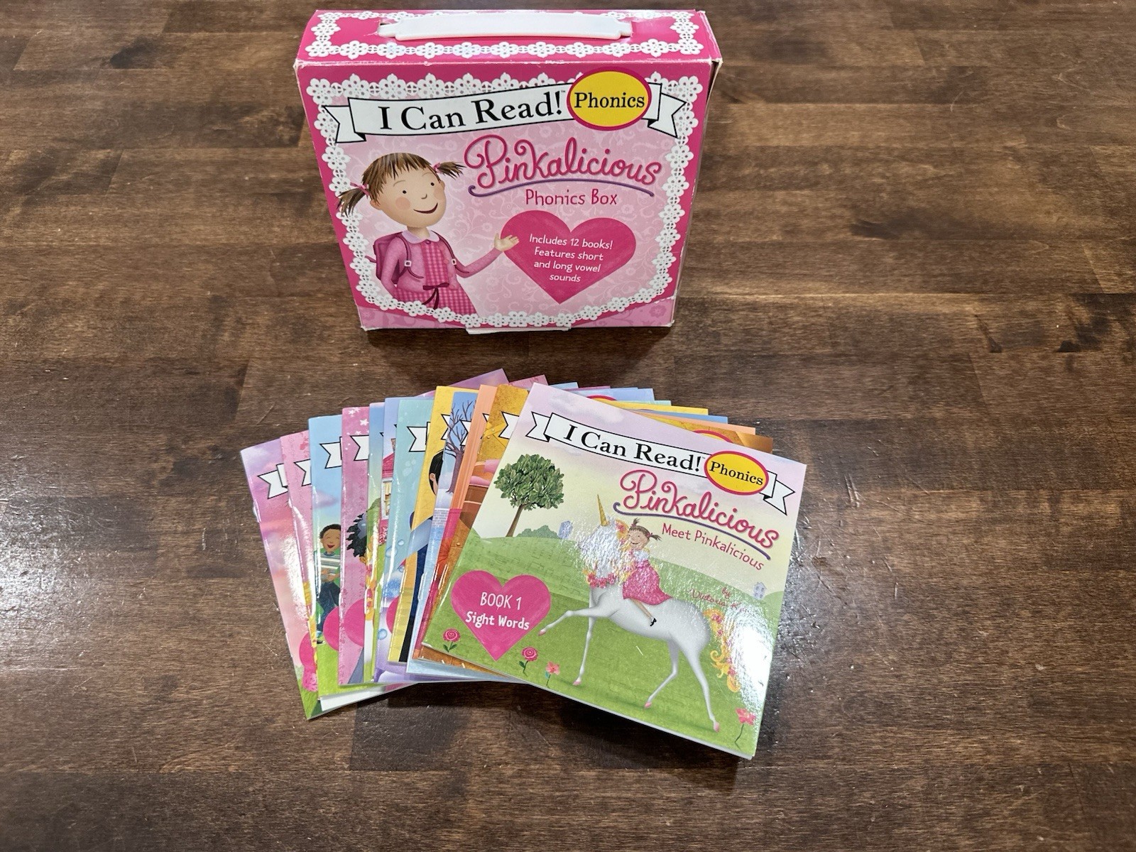 Pinkalicious I Can Read Phonics Kids Book Box Lot of 12 Books Long Short Vowel