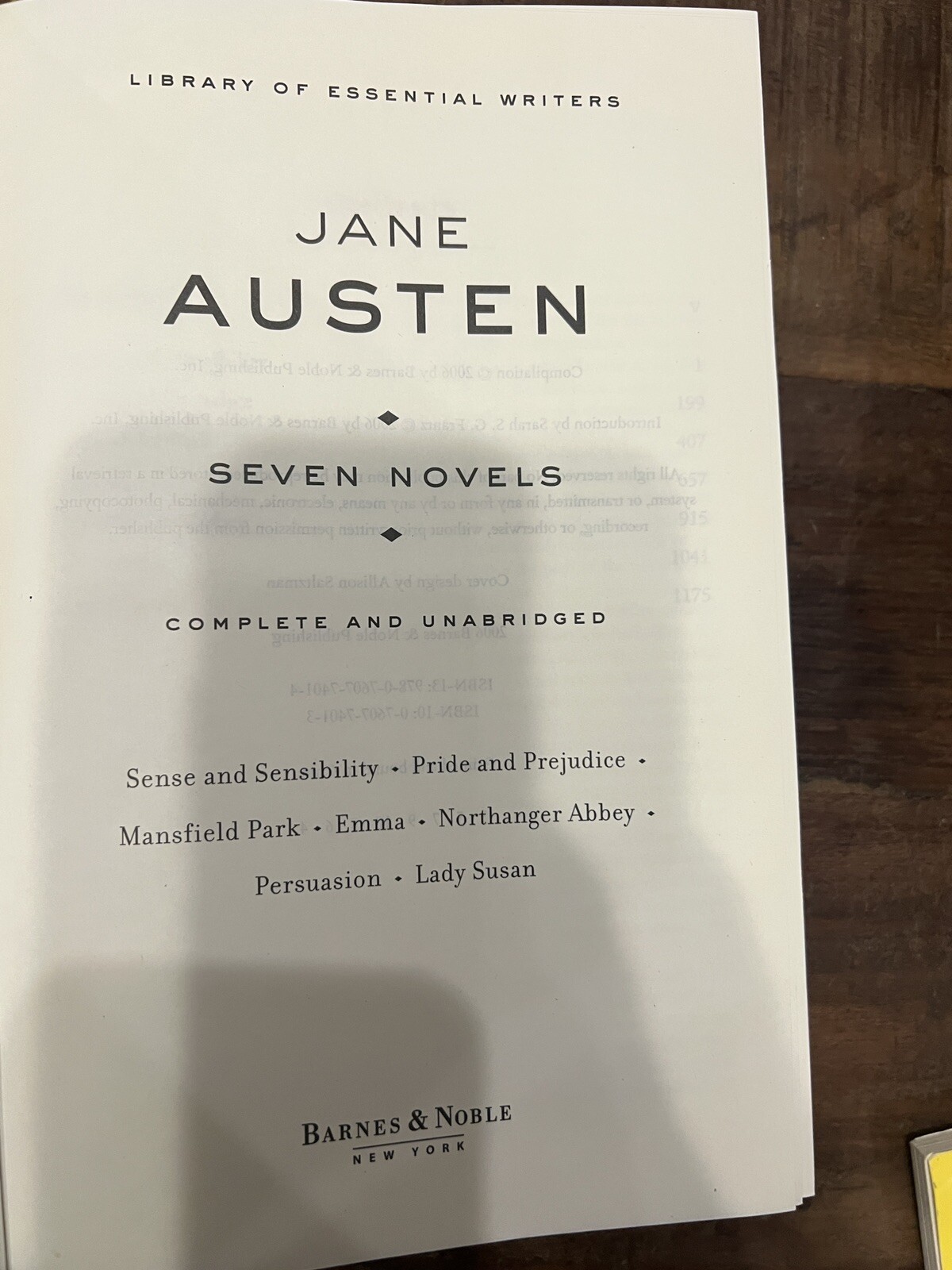 Jane Austen: Complete and Unabridged 7 Novels; Barnes&Noble; No Dust Jacket