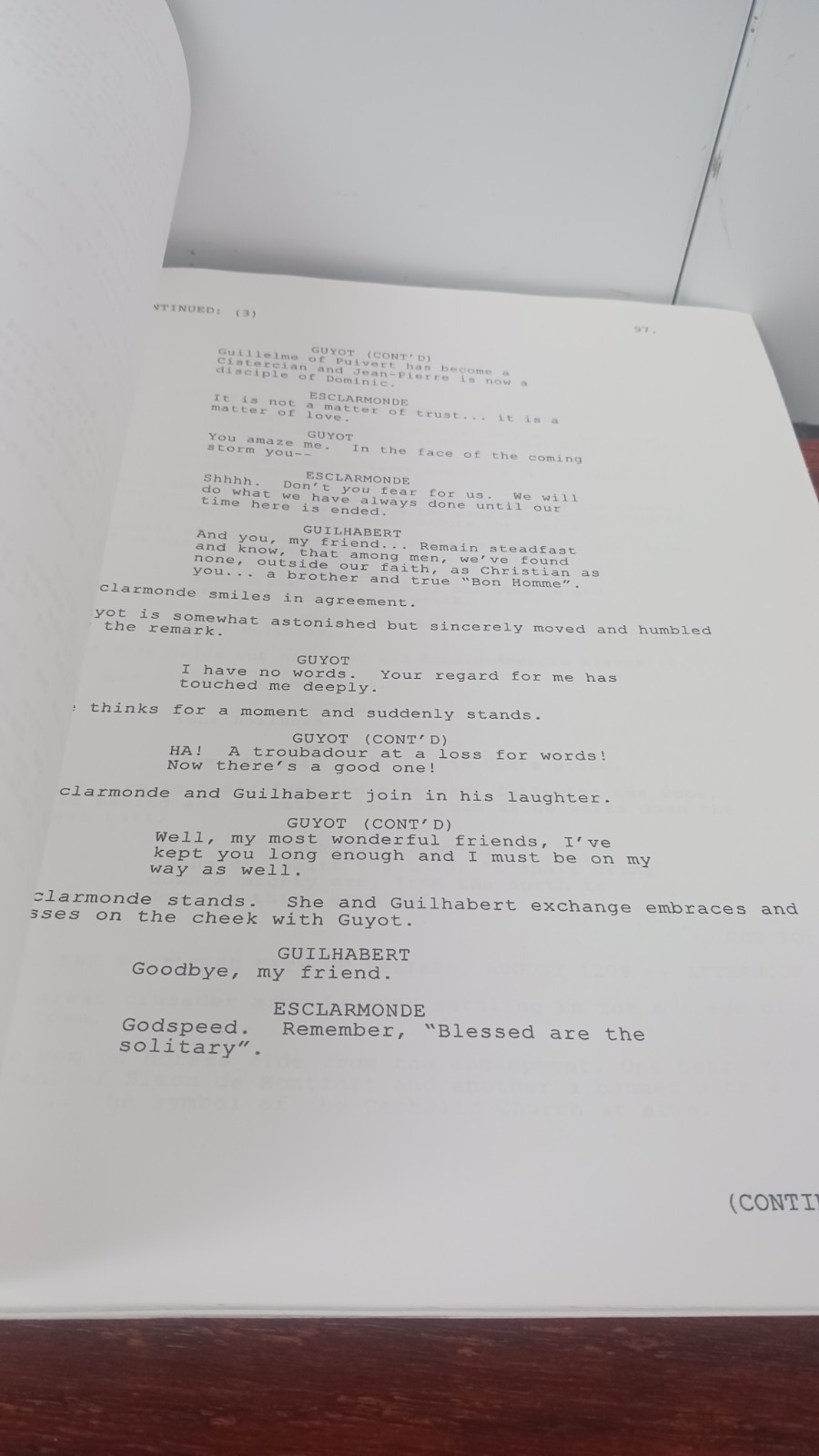 Screenplay Esclarmonde By S W Garland