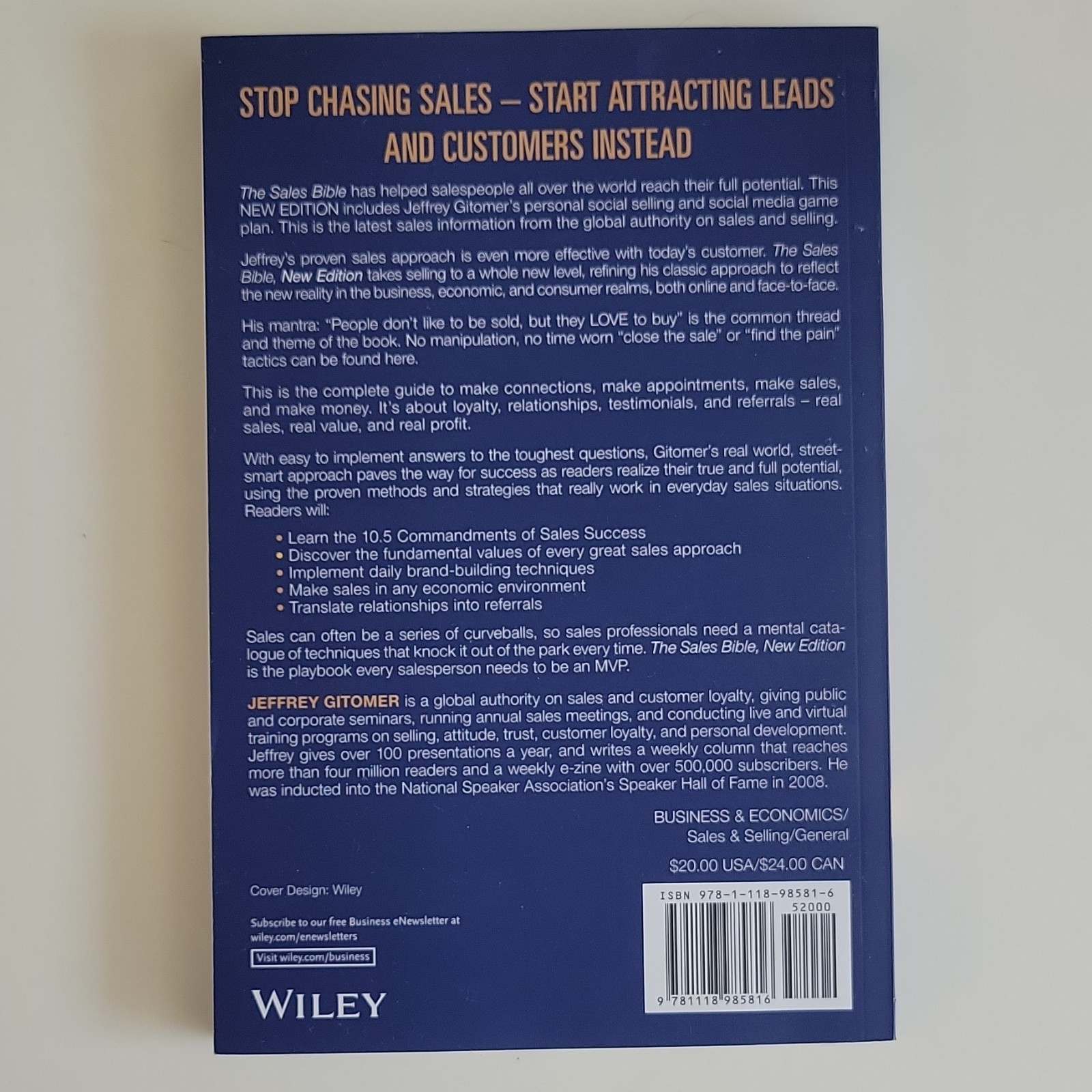 Jeffrey Gitomer Sales Bible New Edition John Wiley & Sons Paperback 2015