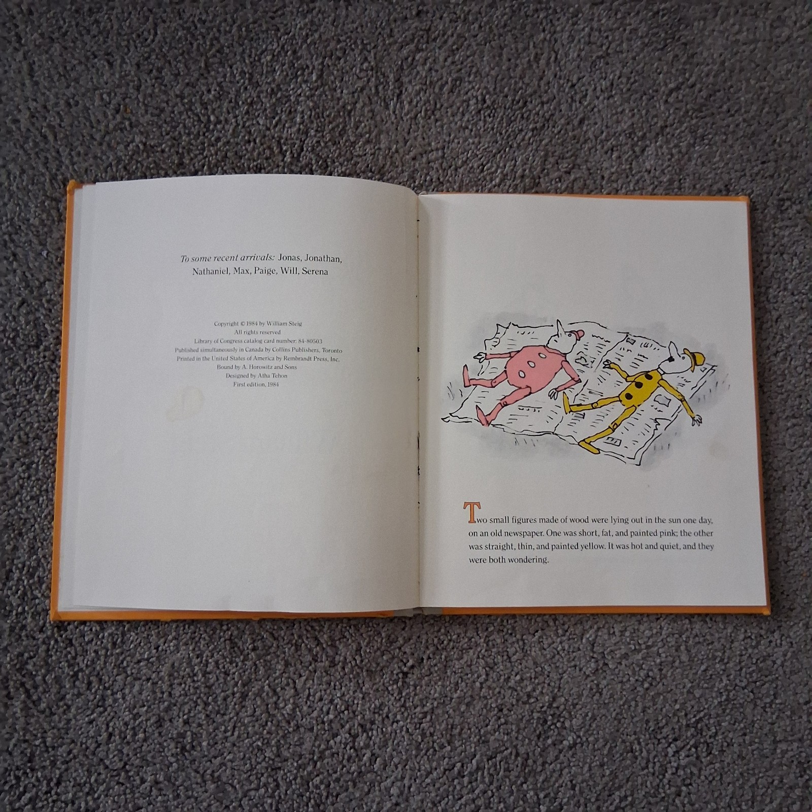 Yellow & Pink by William Steig (1984) Hardcover – Good Condition, No Dust Jacket