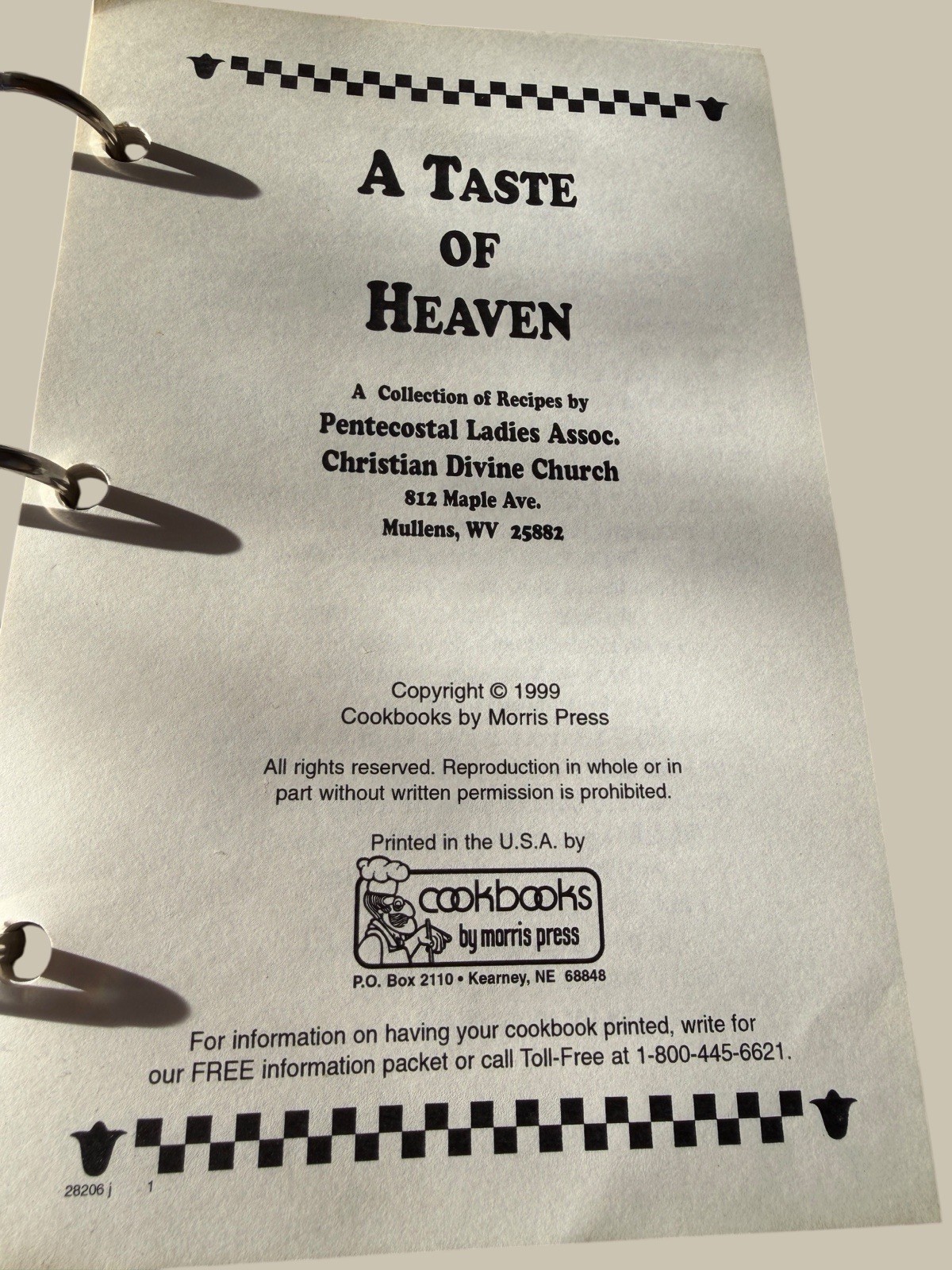 ✨A Taste Of Heaven Cookbook Pentecostal Ladies Mullens WV 86 Pages