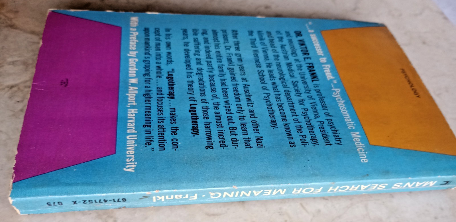 1969 WASHINGTON 16THpt MAN’S SEARCH FOR MEANING VIKTOR FRANKL PB/PAPERBACK BOOK