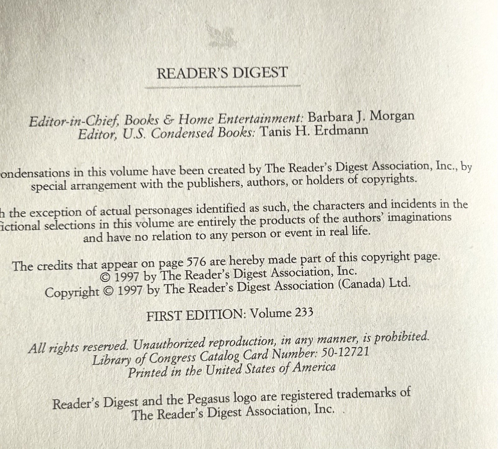 1997 Reader’s Digest Select Editions – Volume 5 HC – Issue #233 – 1st Edition