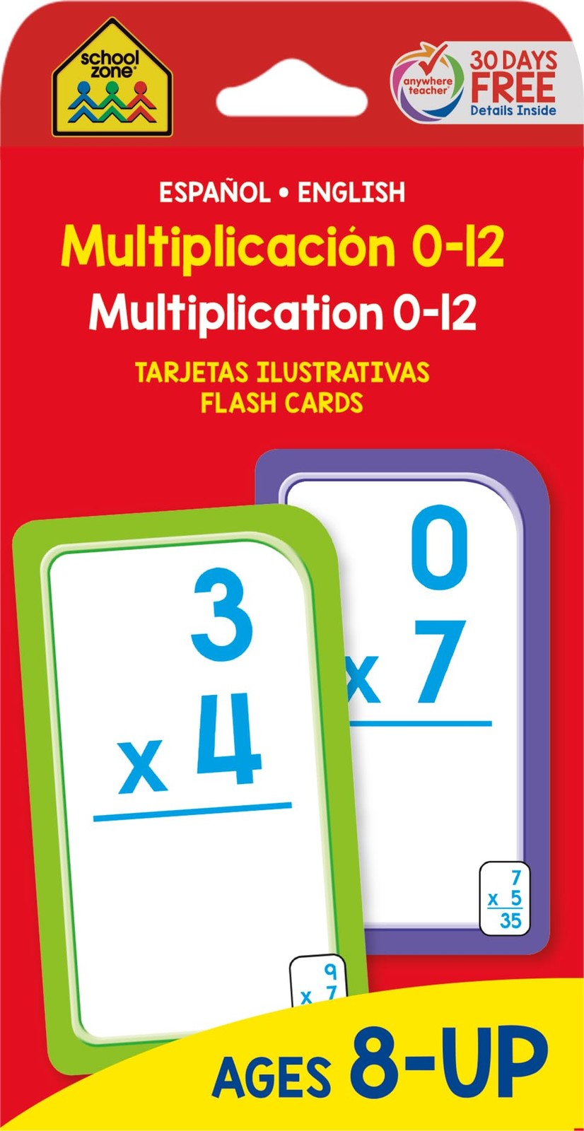 School Zone Spanish Multiplication 0-12 Flash Cards: 56 Cards, 3rd Grade,…