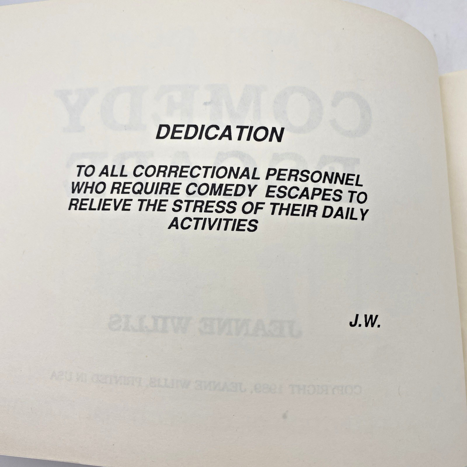 Comedy Escape A collection of Correctional Prison Officer Comedy Jeanne Willis
