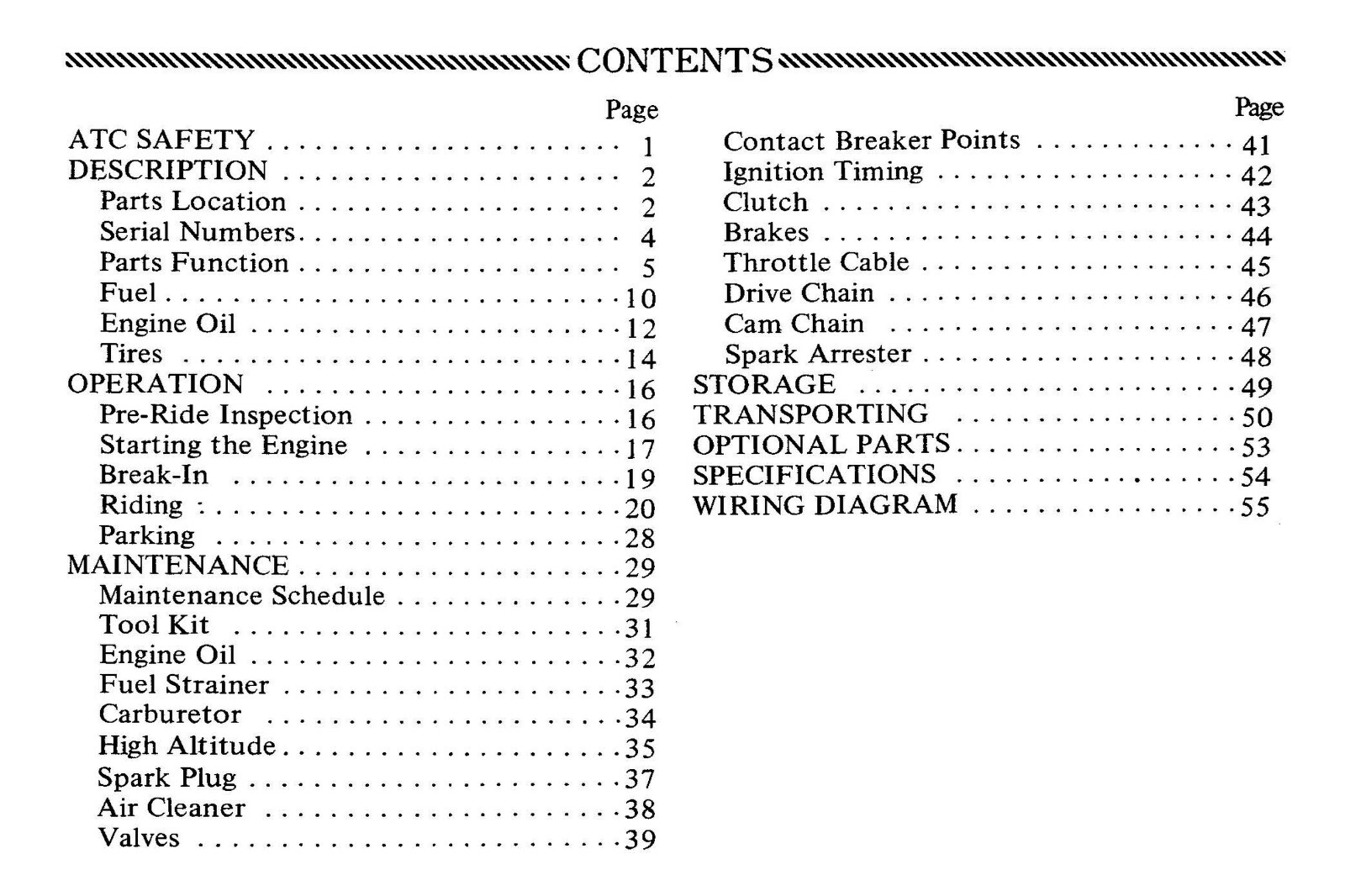 1980 Honda ATC110 Owner’s Manual 58 Pages