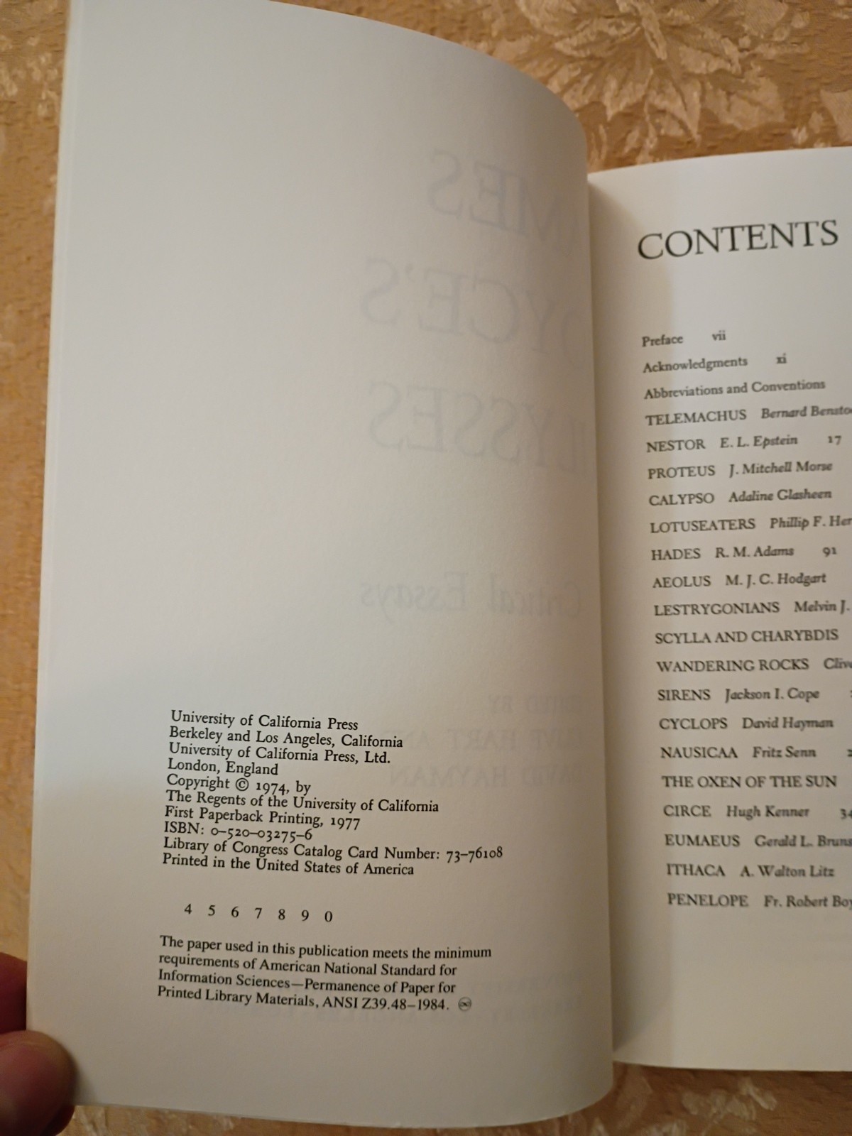 James Joyce’s Ulysses Critical Essays 1977 UC Press Paperback Printing Book