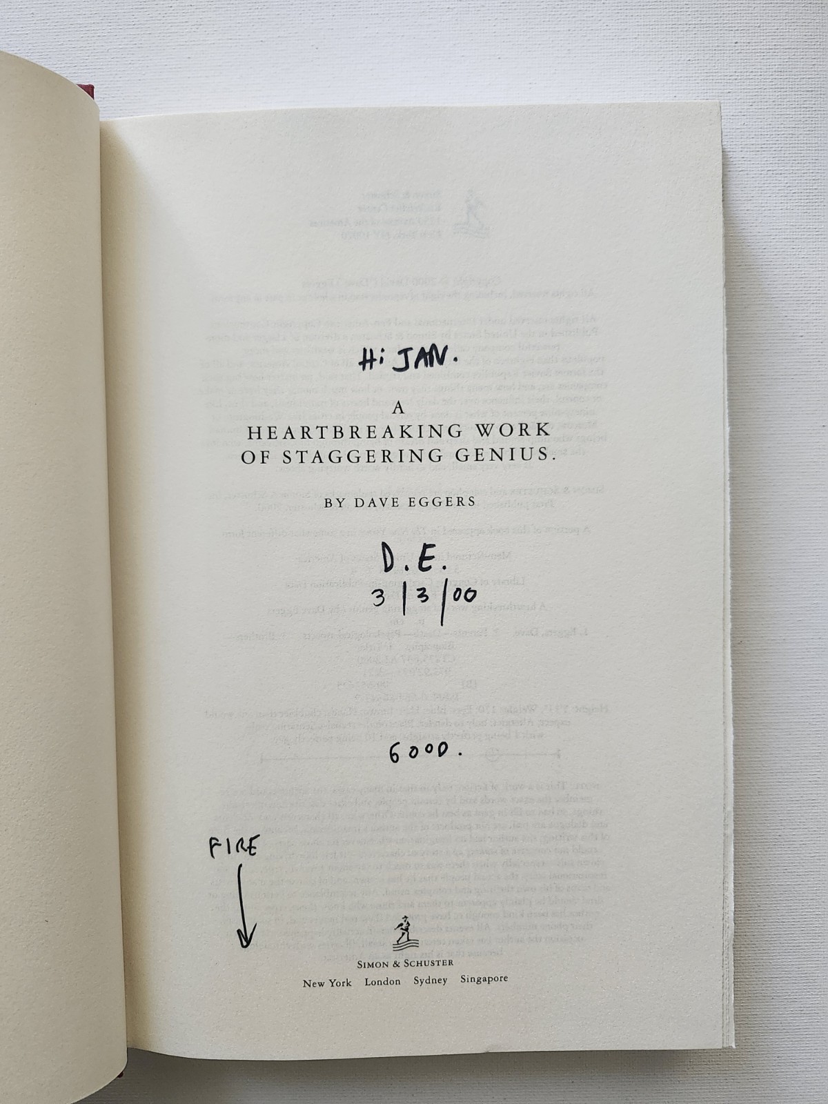 A Heartbreaking Work Of Staggering Genius By David Eggers (SIGNED/INSCRIBED, HC)
