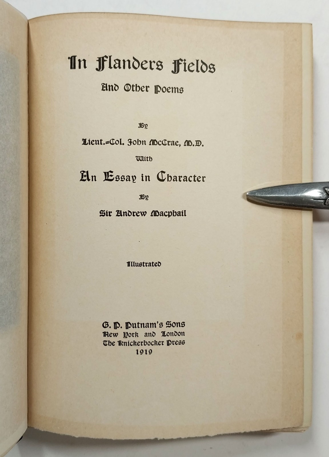 In Flanders Fields And Other Poems by John McCrae HC 1st American Edition 1919