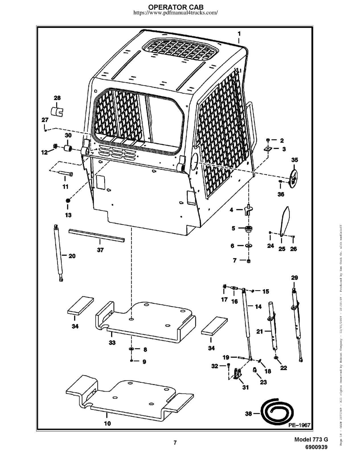 BOBCAT 773 G-Series Skid Steer Parts Manual 2009 SN 500K11001 Up – WIRE BOUND