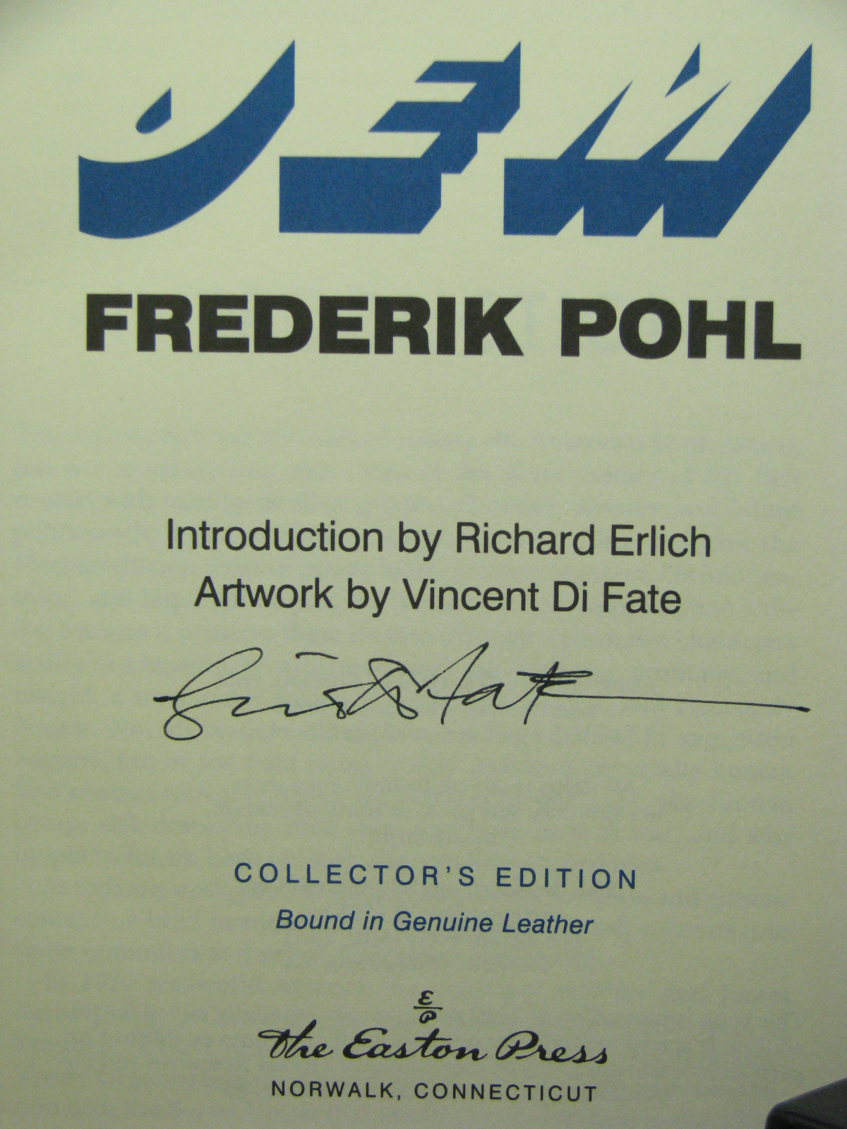 2 signatures (author[bkplate],artist), Jem by Frederik Pohl, Easton Press