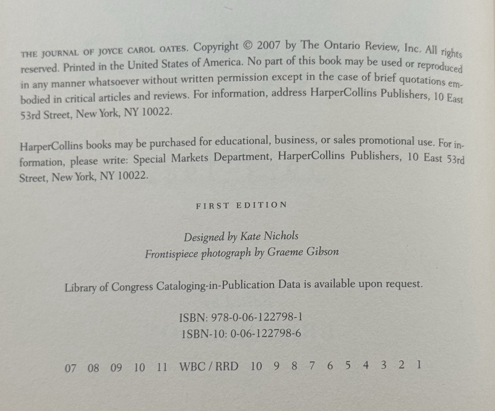 *SIGNED* Joyce Carol Oates JOURNAL 1973-1982 1st Edition/1st Printing! Hardcover
