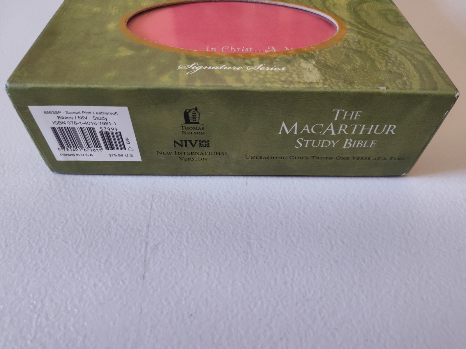 The MacArthur Study Bible: NIV Sunset Pink Leathersoft in Box Clean 2013
