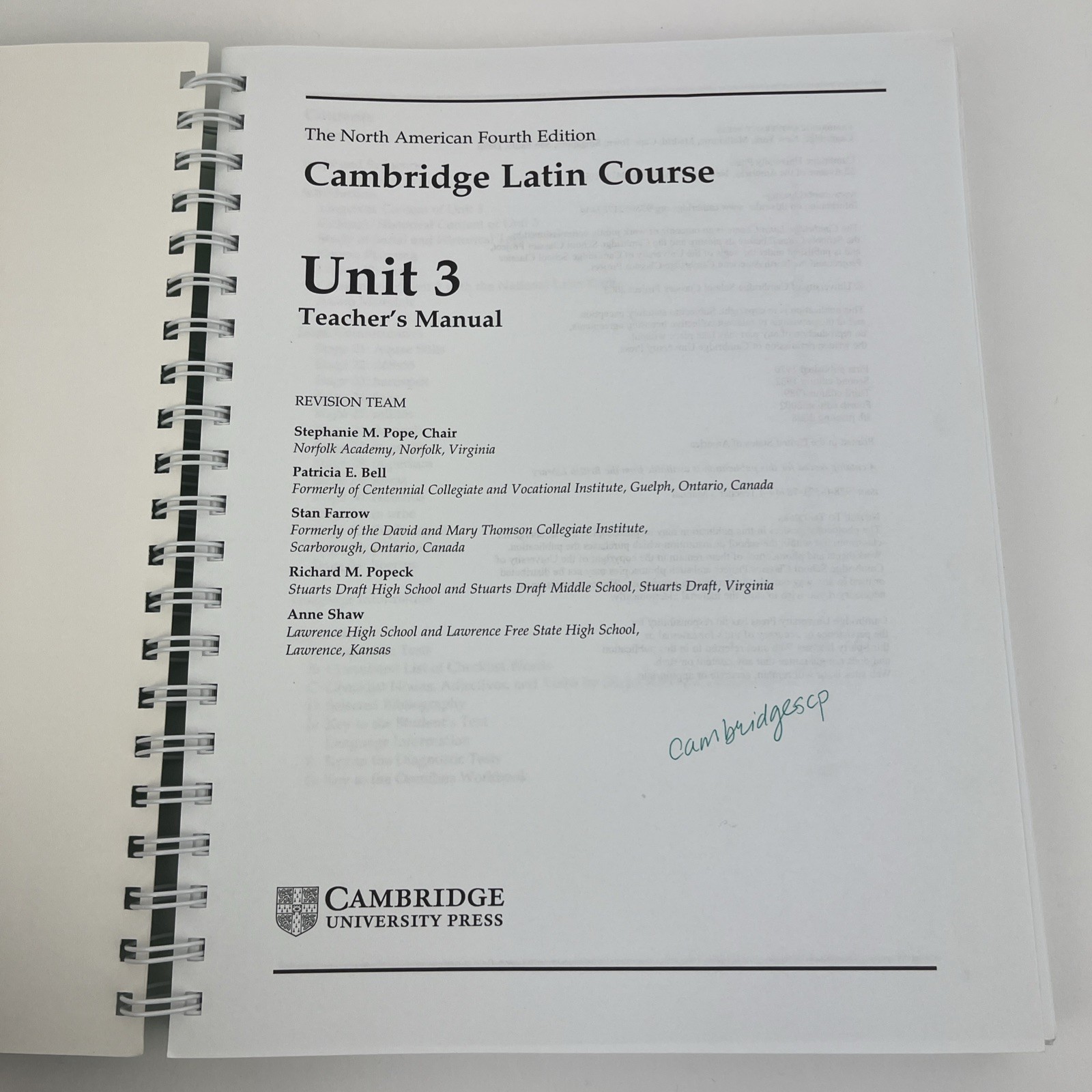 Cambridge Latin Course Unit 3 Teacher’s Manual North American edition (North Ame