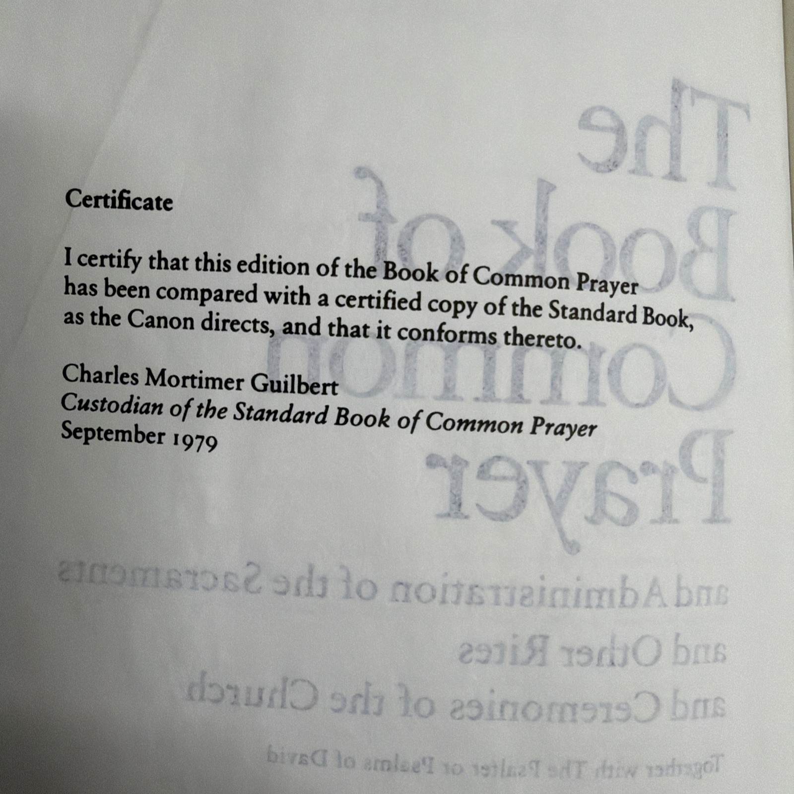 The Book of Common Prayer Black Leather Episcopal Church 1979