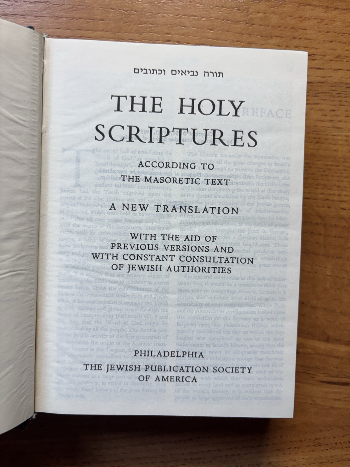 The Holy Scriptures According To The Masoretic Text A New Translation HC/DJ 1955