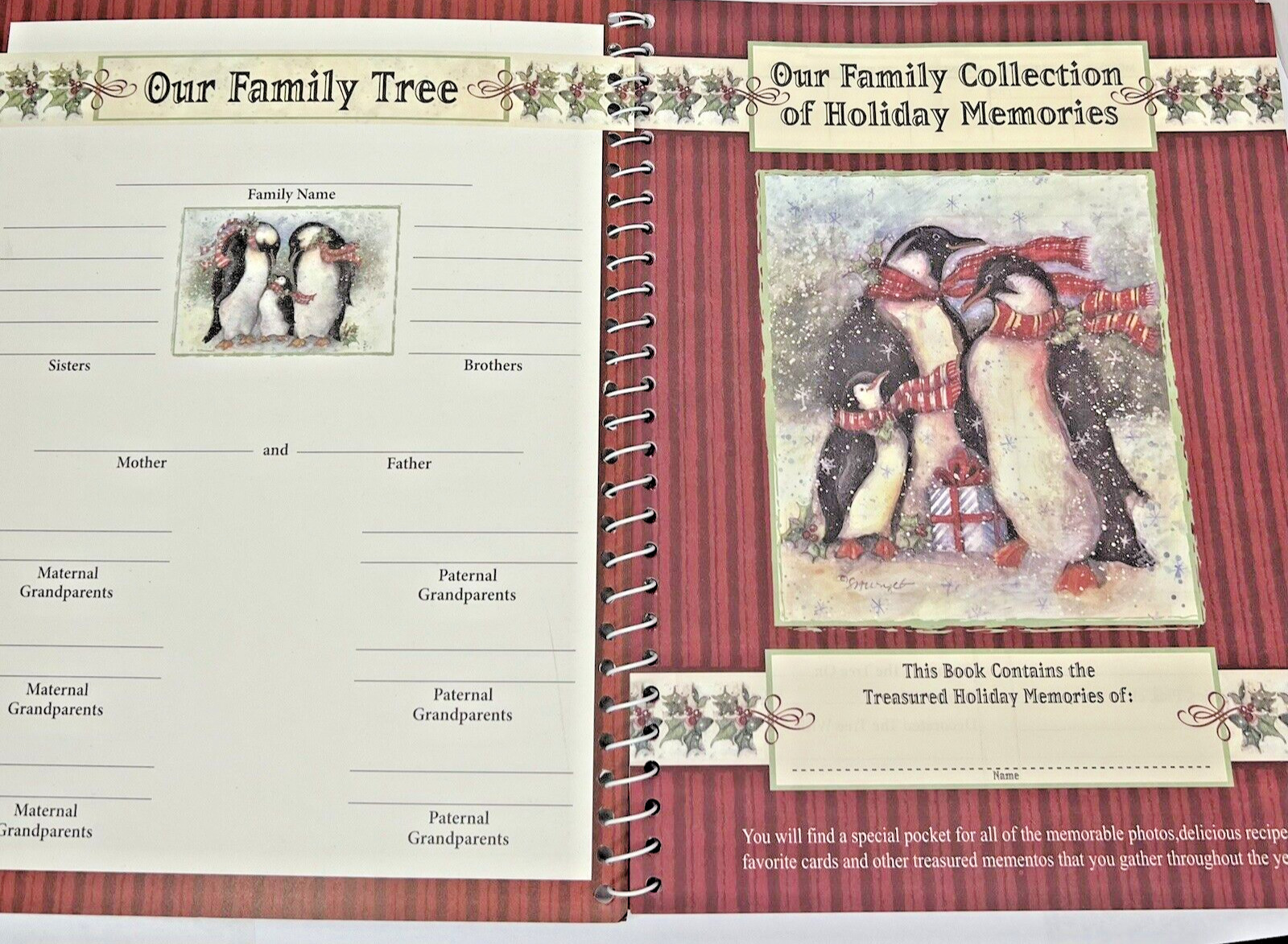 Holiday Memories Christmas Planner Organizer NEW Pockets 7 Years Card List