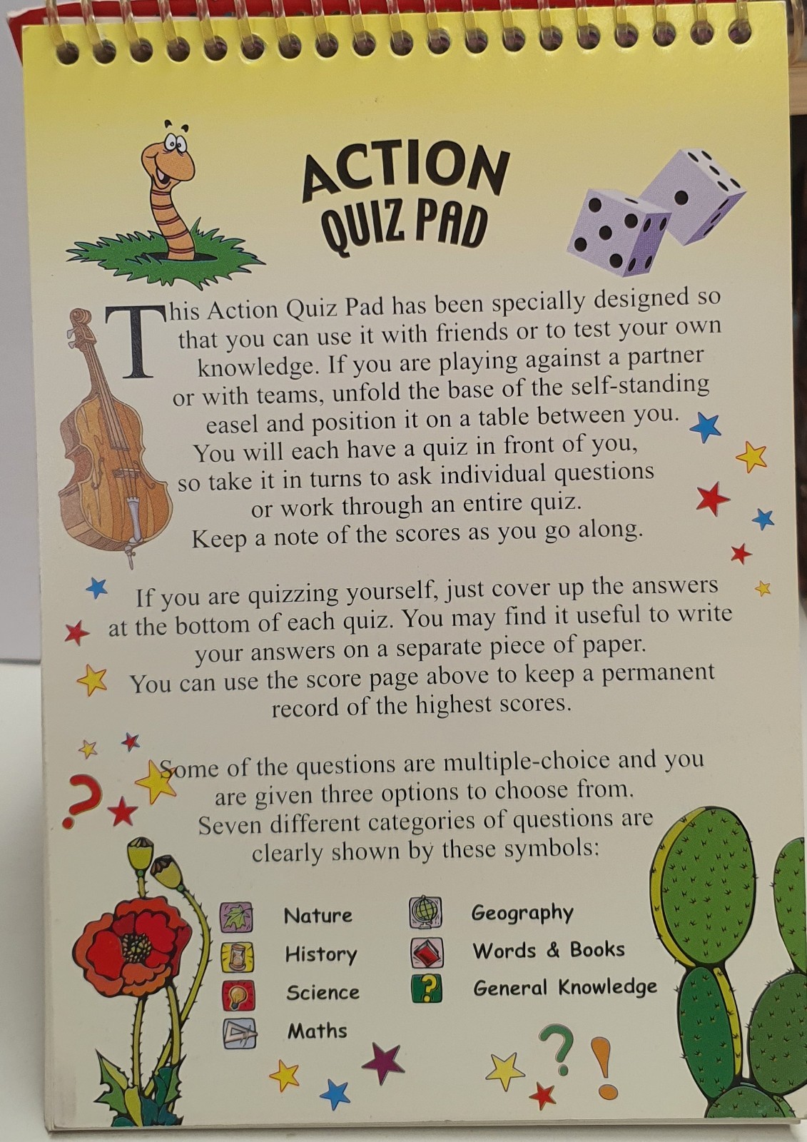 Action Quiz Pad 8-10 Years Spiral Bound 400 Questions 7 Categories Illustrated