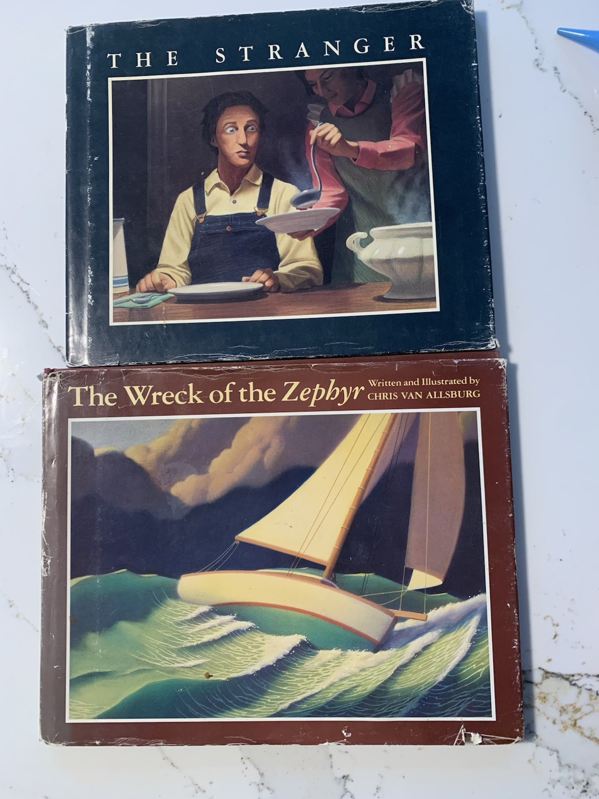 Lot Of 2 Chris Van Allsburg Books Stranger And Wreck Of The Zephyr 1st Ed. HC DJ
