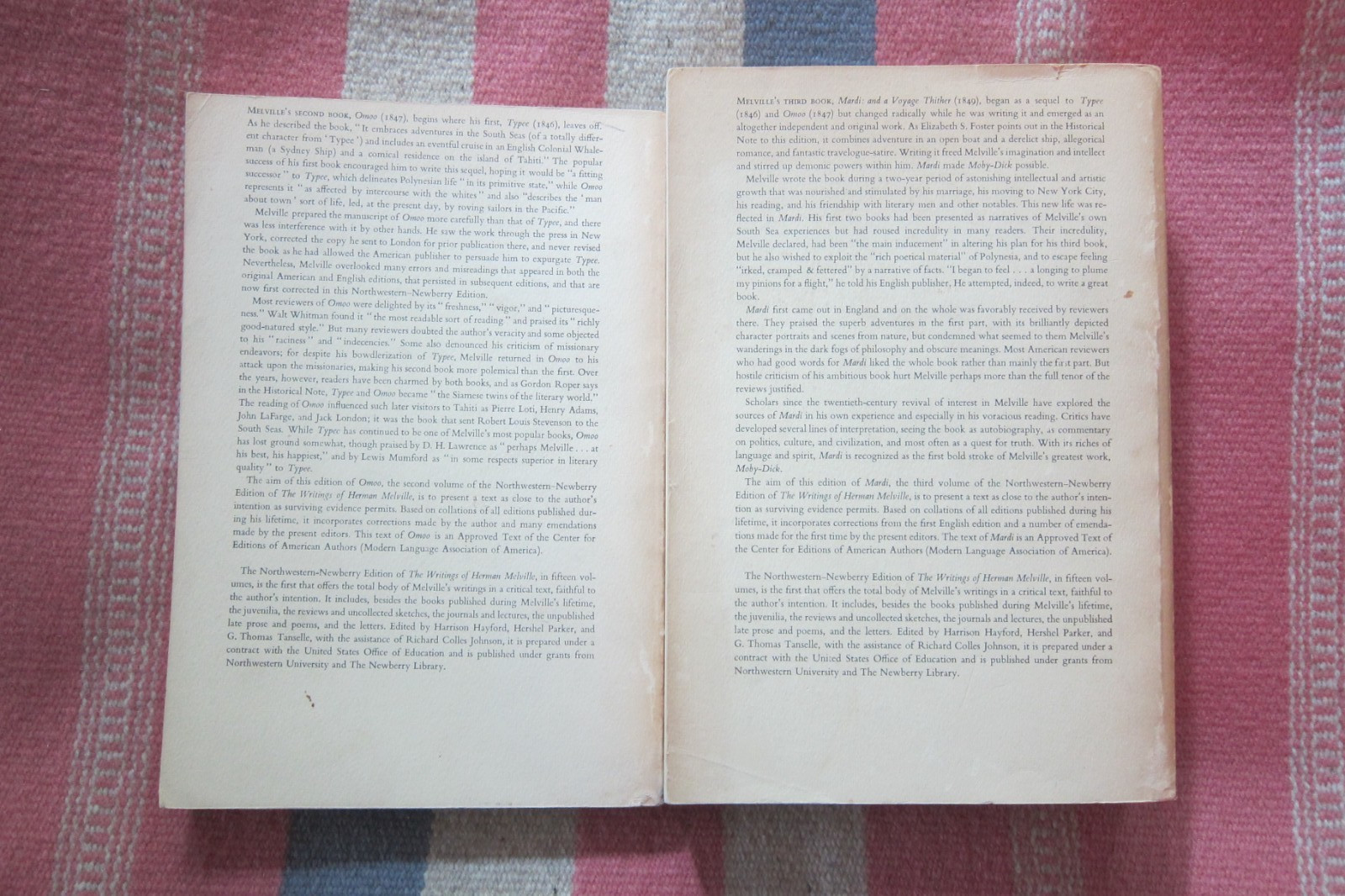 🐳 Vingage Lot (2) Writings Of Herman Melville Northwestern-Newberry~ Omoo/Mardi