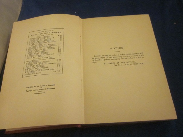 The Adventures of Huckleberry Finn Harper & Brothers 1896 Edition