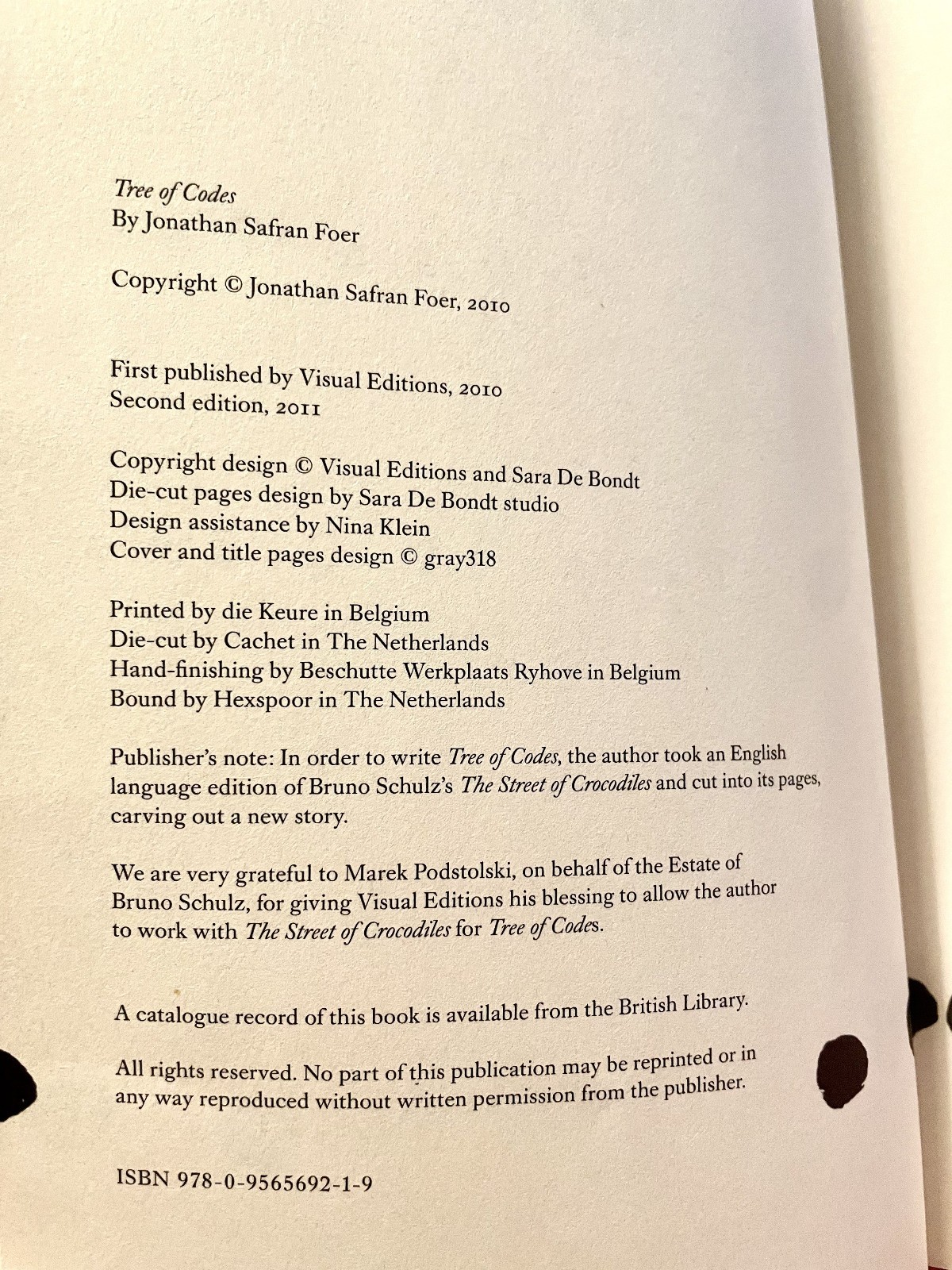 Tree of Codes by Jonathan Safran Foer (2010, Paperback)