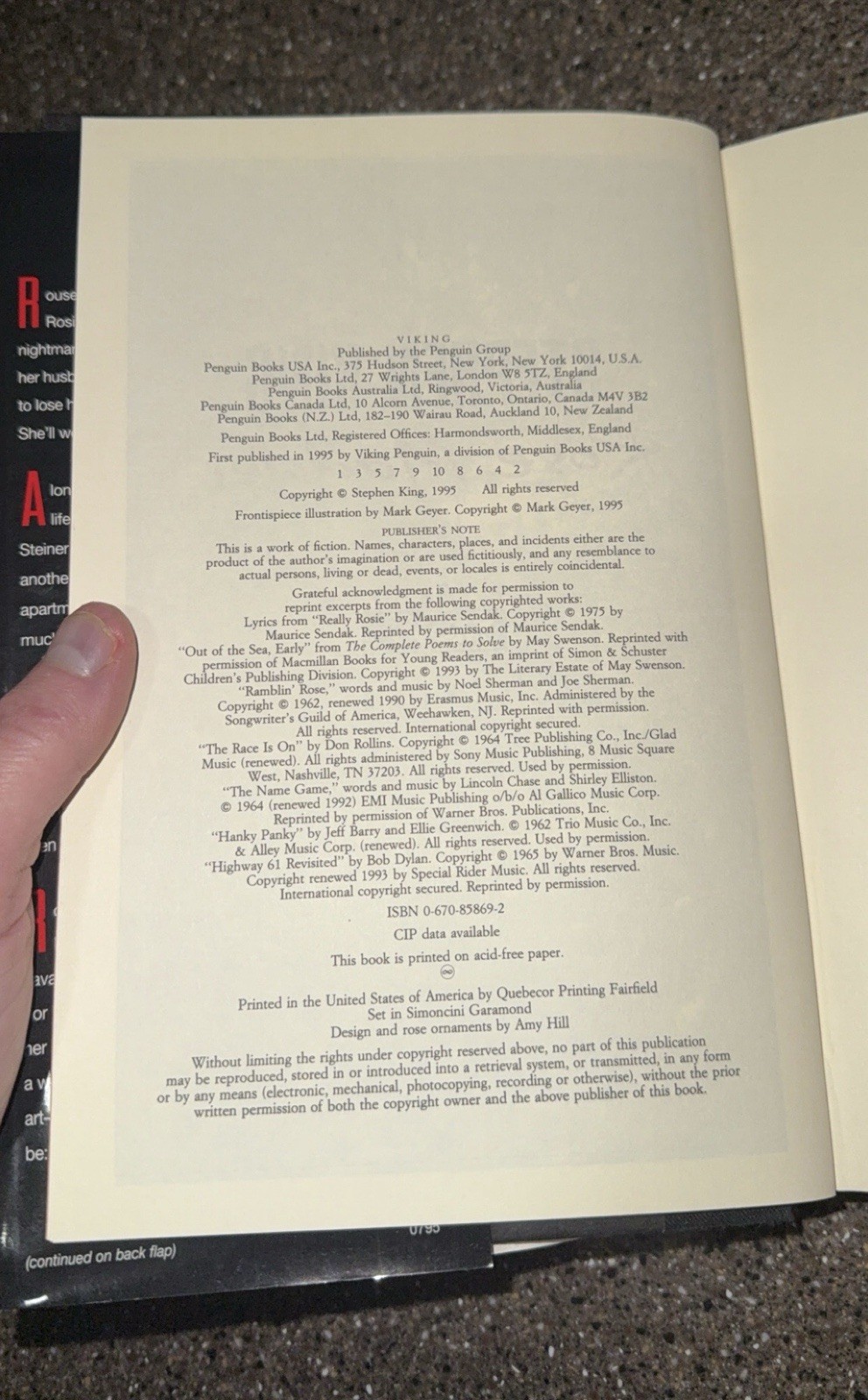 Stephen King ROSE MADDER 1st Edition 1st Printing Hardcover Dust Jacket