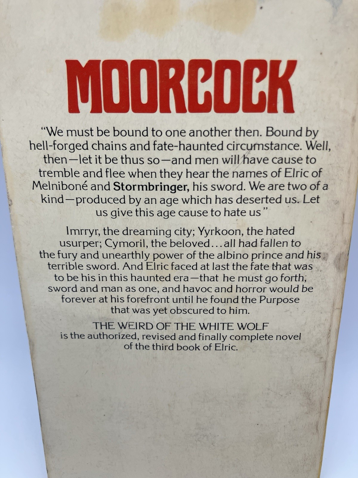 WEIRD OF THE WHITE WOLF 3rd Novel THE ELRIC SAGA Moorcock DAW Books 1st Ed GOOD